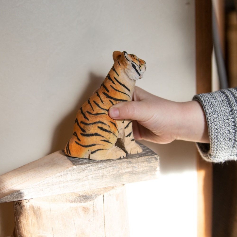 🔶 Hand carved wooden tiger door stopper, painted, PA artist,interior decor🔶